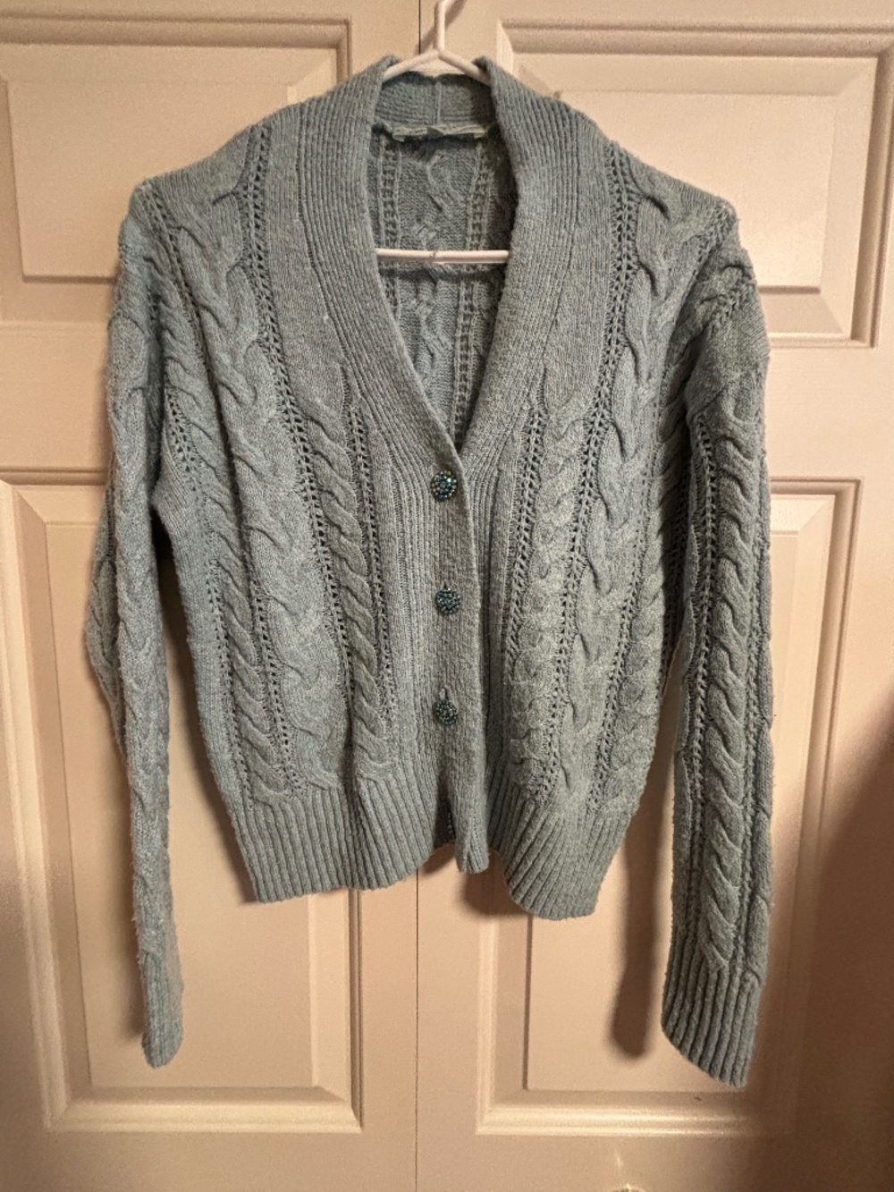 Cleo Petites Cable Knit Cardigan with Jewel Buttons
